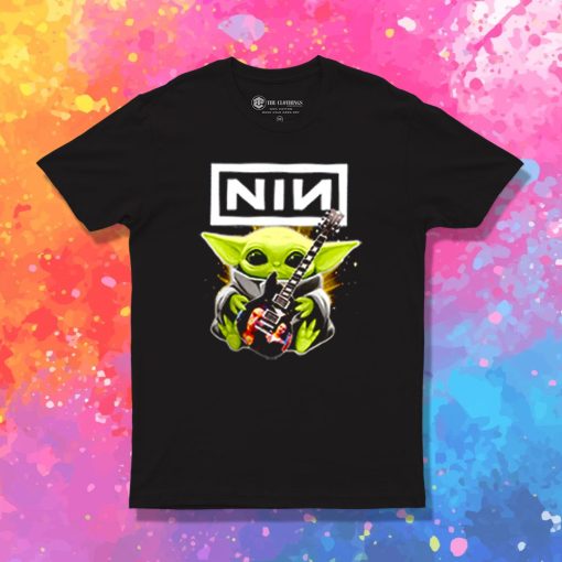 Baby Yoda hug Nine Inch Nails guitar T Shirt