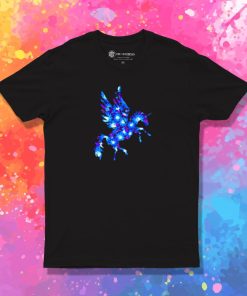 Blue Flowers Pegasus Unicorn T Shirt