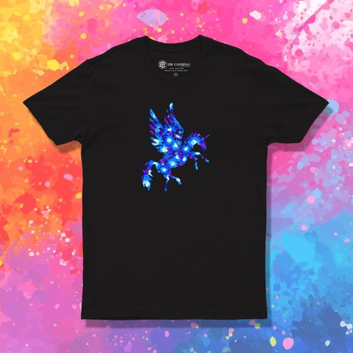 Blue Flowers Pegasus Unicorn T Shirt