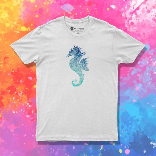 Blue Mandala Seahorse T Shirt