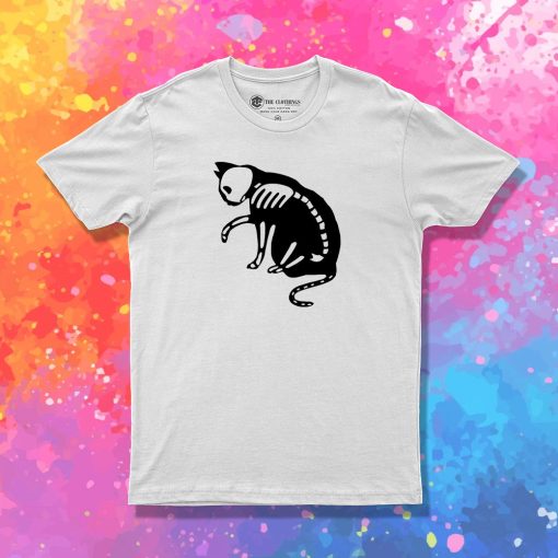 Cat White Skull T Shirt