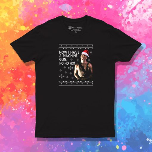 Die Hard Ho Ho Ho Machine Gun Christmas Knit T Shirt