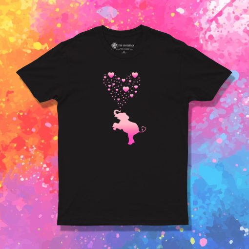 Elephant with Pink Heart Bubbles T Shirt