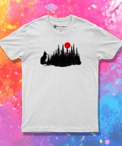 Forest Fox and Red Moon T Shirt