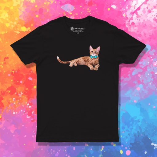 Ginger Cat with Teal Bow Tie T Shirt