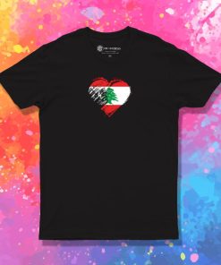 Grungy I Love Lebanon Heart Flag T Shirt