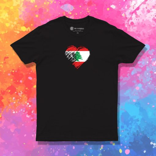 Grungy I Love Lebanon Heart Flag T Shirt