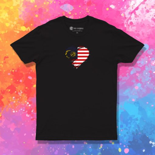 Grungy I Love Malaysia Heart Flag T Shirt