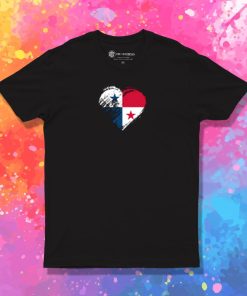 Grungy I Love Panama Heart Flag T Shirt