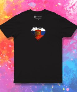 Grungy I Love Russia Heart Flag T Shirt