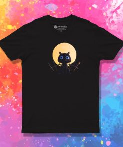 Halloween Fence Black Cat T Shirt