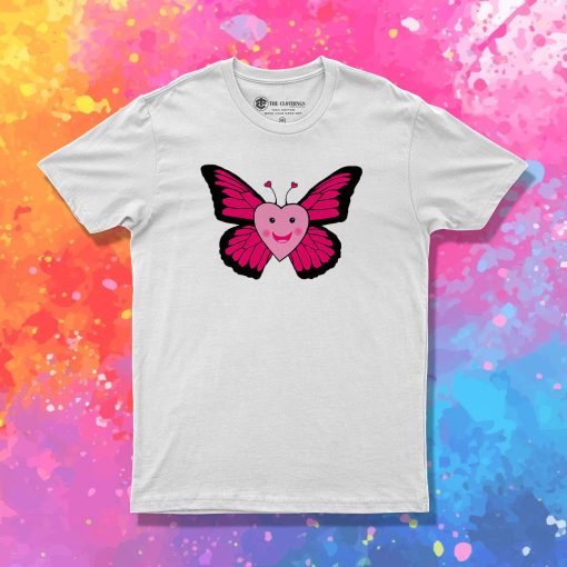 Happy Pink Heart Butterfly T Shirt