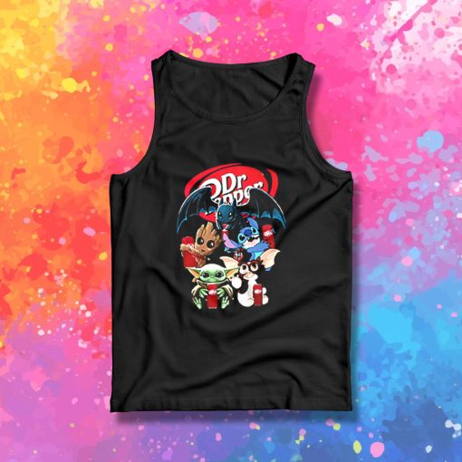 Baby Yoda Groot And Toothless Stitch Gizmo Hugging Dr Pepper Tank Top