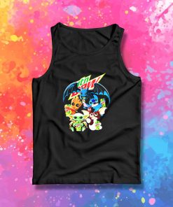 Baby Yoda Groot Stitch Toothless hugging Mtn Dew Tank Top