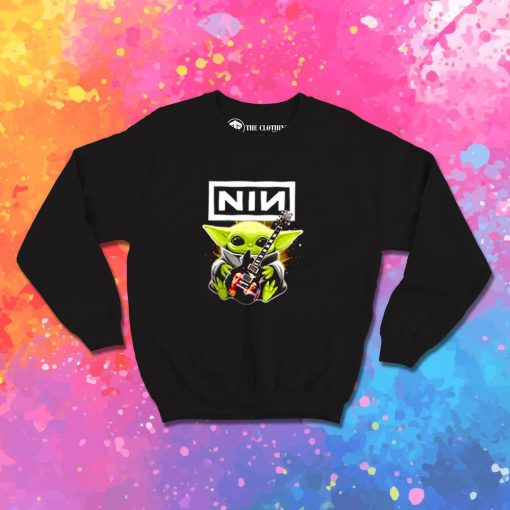 Baby Yoda hug Nine Inch Nails guitar Sweatshirt