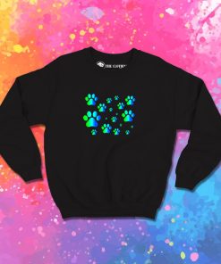 Blue Green Ombre Pawprint Pattern Sweatshirt