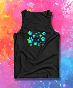 Blue Green Ombre Pawprint Pattern Tank Top