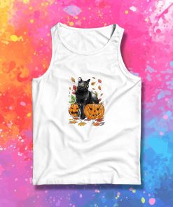 Cat Leaves and Pumpkins Tank Top