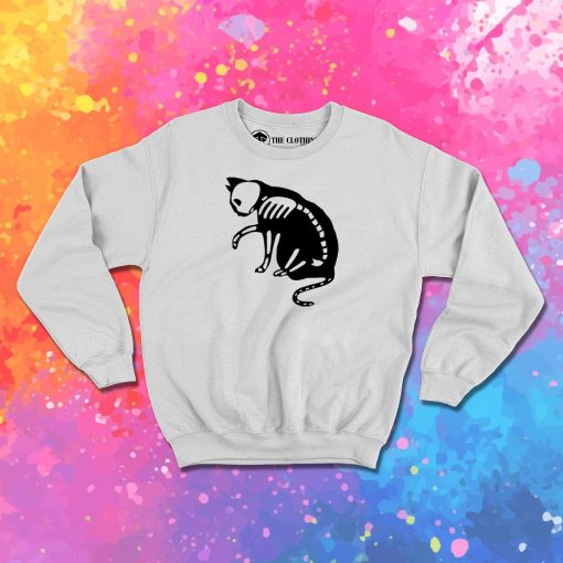 Cat White Skull Sweatshirt