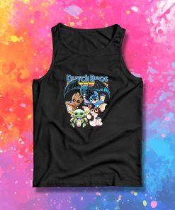 Dutch Bros Coffee Baby Yoda Groot Stitch Toothless and Gizmo Tank Top