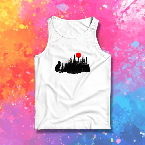 Forest Fox and Red Moon Tank Top