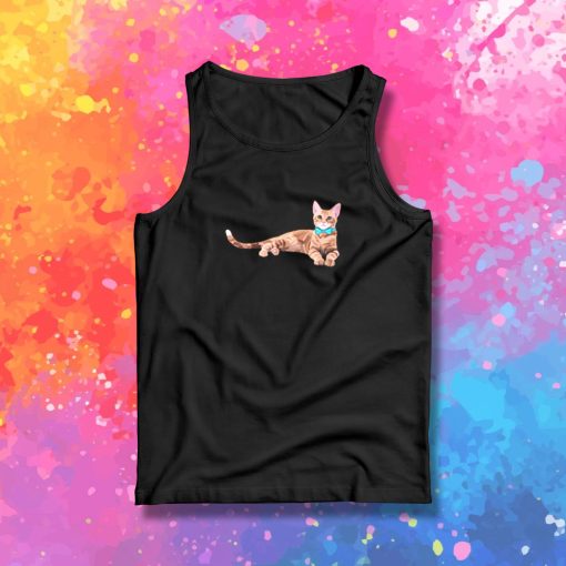 Ginger Cat with Teal Bow Tie Tank Top