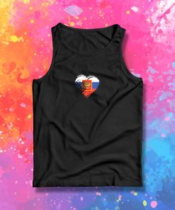 Grungy I Love Russia Heart Flag Tank Top