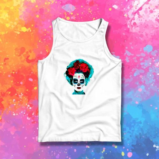 Day Of The Dead Bride Afro Tank Top