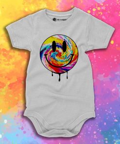 Acid Dripping Smiley Face Tie Dye Baby Onesie