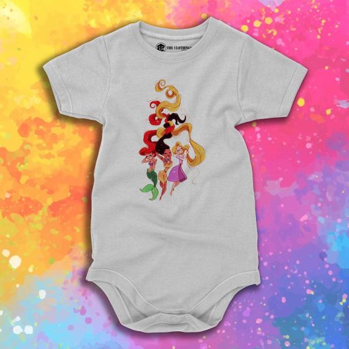 Ariel Rapunzel and Pocahontas Disney Princess Baby Onesie