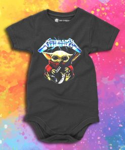 Baby Yoda Hug Metallica Guitar Baby Onesie