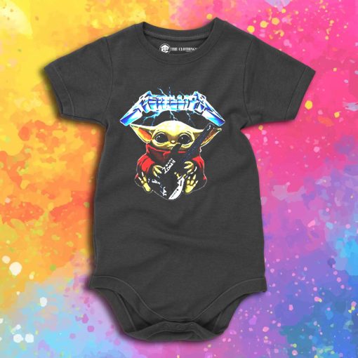 Baby Yoda Hug Metallica Guitar Baby Onesie