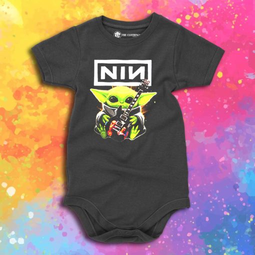 Baby Yoda hug Nine Inch Nails guitar Baby Onesie