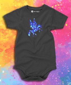 Blue Flowers Pegasus Unicorn Baby Onesie