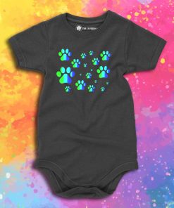 Blue Green Ombre Pawprint Pattern Baby Onesie