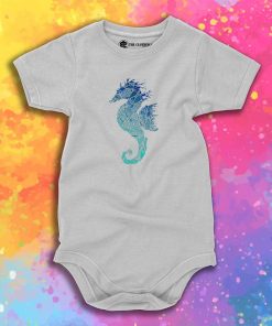 Blue Mandala Seahorse Baby Onesie