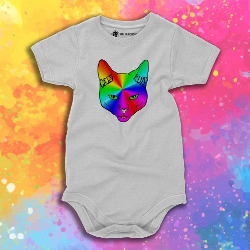 Cats Rule Rainbow Meow Baby Onesie