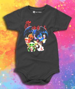 Chick Fil A Baby Yoda Baby Groot and Toothless Stitch Gizmo Baby Onesie