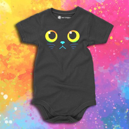 Curious Black Cat Eyes Baby Onesie