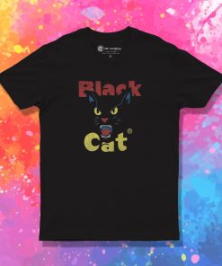 Retro Black Cat Retro Fireworks Vintage Halloween T Shirt