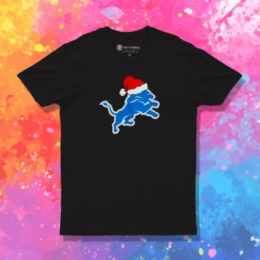 Detroit Lions Logo Santa Hat Christmas T Shirt