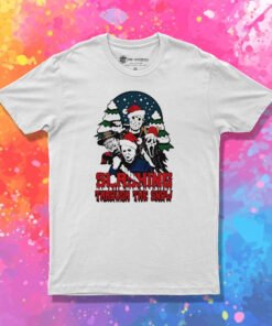 Horror Santa Hat Slashing Through The Snow T Shirt