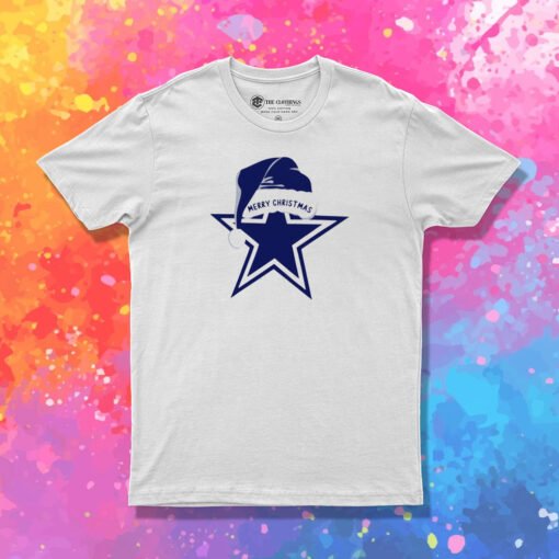 Merry Christmas Dallas Cowboys Football Santa Hat Logo Funny T Shirt