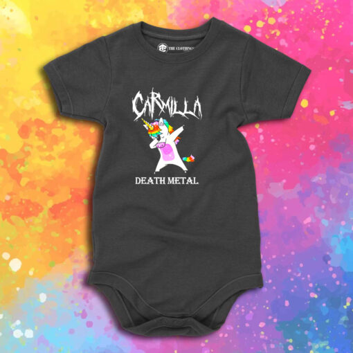 Dabbing Unicorn Carmilla Death Metal Baby Onesie 1.jpeg