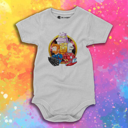 Fry Leela Bender Futurama Avengers Graphic Baby Onesie 1.jpeg