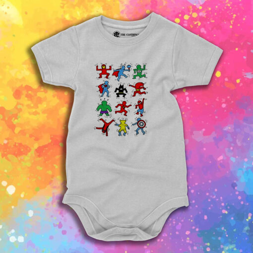 Haring Heroes Cartoon Baby Onesie 1.jpeg