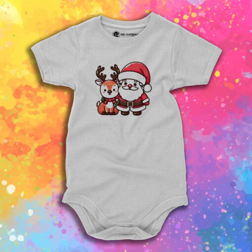 Merry Christmas Santa And Deer Christmas Baby Onesie 1.jpeg