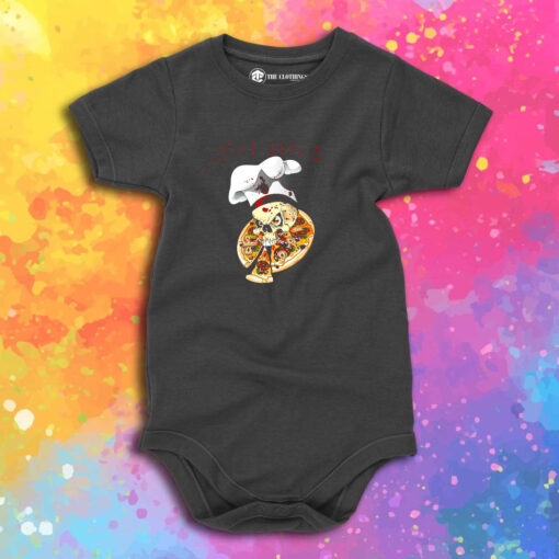 Metallica Inspired Mozzarella Pizza Baby Onesie 1.jpeg