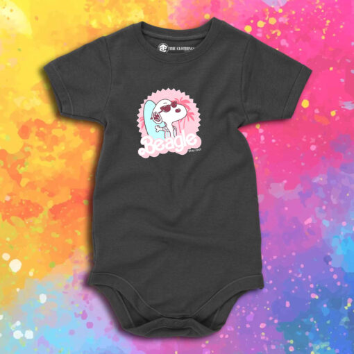 Peanuts Surfboard Cool Beagle Barbie Baby Onesie.jpeg