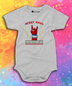 Santa Metal Fist Merry XMas Christmas Baby Onesie.jpeg